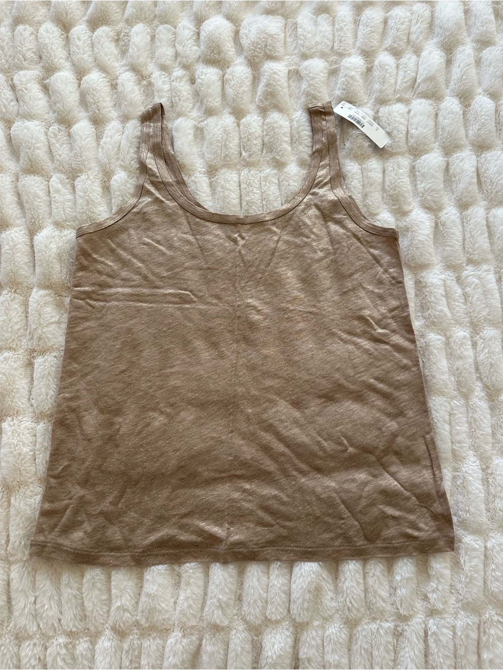 J. Crew Tan and Gold Scoop Neck 100% Linen Tank